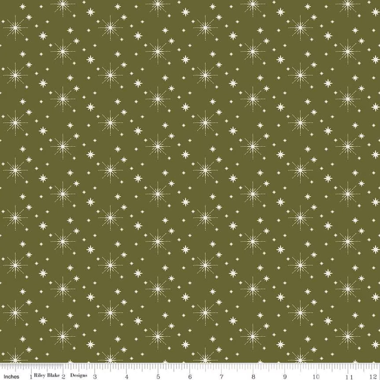 Fabric Riley Blake Green Stars Glisten by the Quarter Yard C16227-GREEN